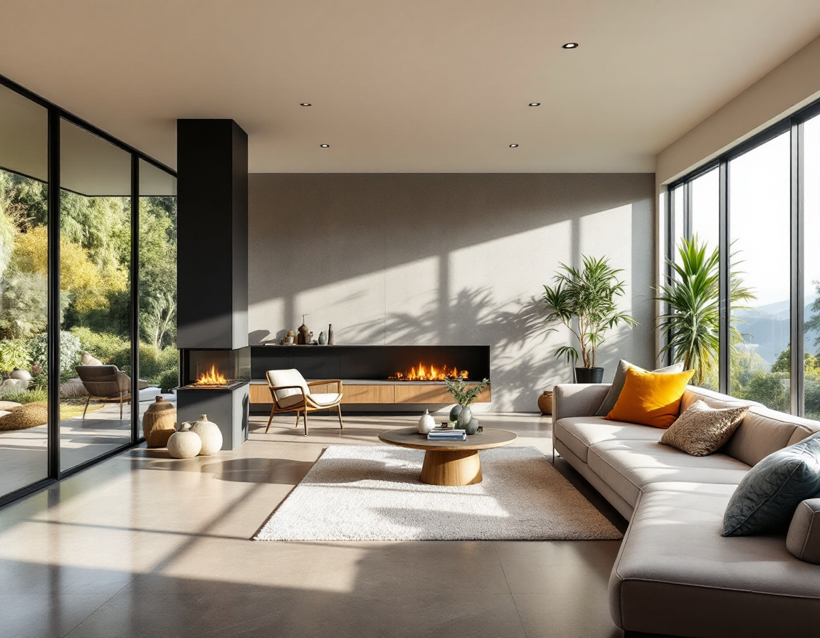 Renovated living room with large windows